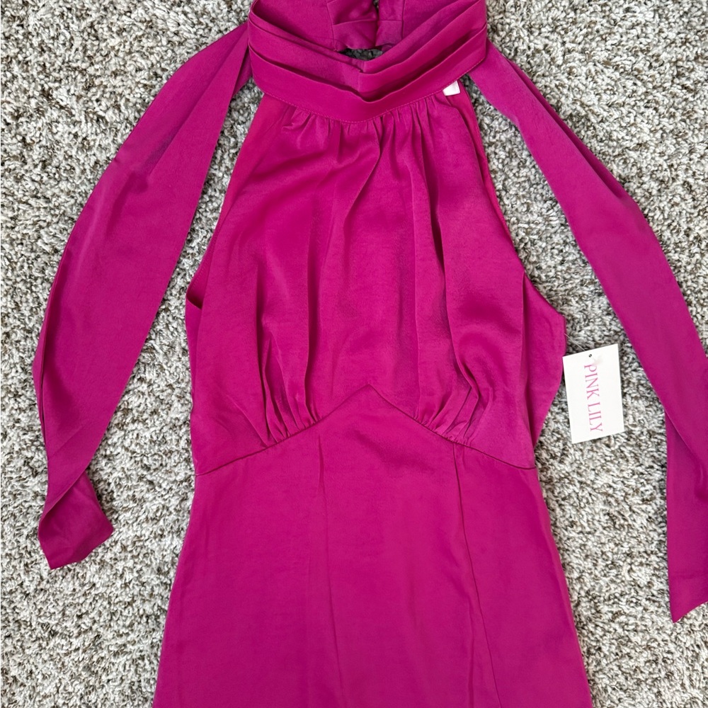 Pink Lily Fuchsia Halter Dress